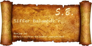 Siffer Balambér névjegykártya